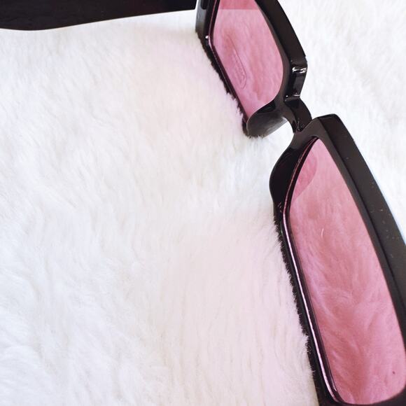 Aaron Black w/ Red Tint Rectangular Sunglasses - Picture 7 of 12